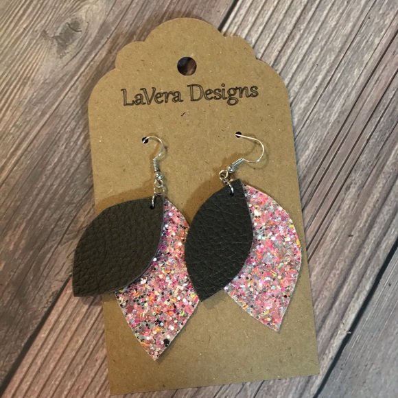 Faux and Genuine Leather Earrings - Picture 2 of 2